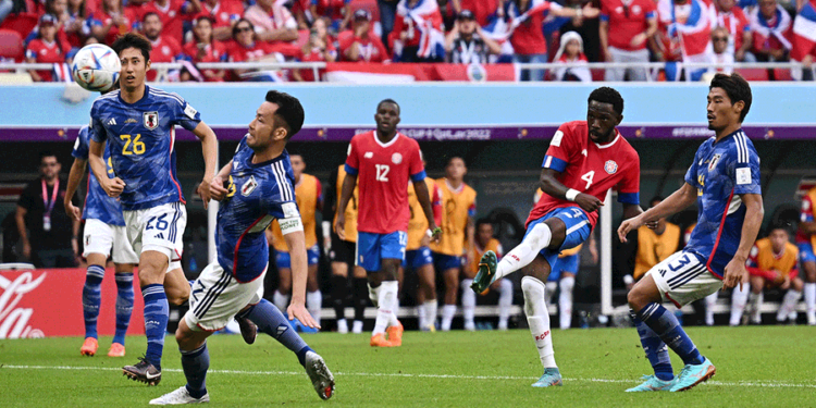 Foto: beIN Sports, Keysher Fuller van Costa Riica scoort 1 - 0 tegen  Japan en wint.