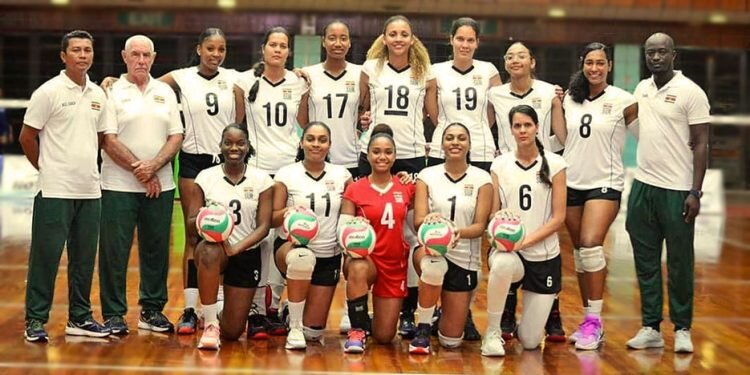 De dames volleybalselctie heeft de vierde plek gehaald tijdens het regionale toernooi  2023. Foto: De Surinaamse Volleybal Bond
