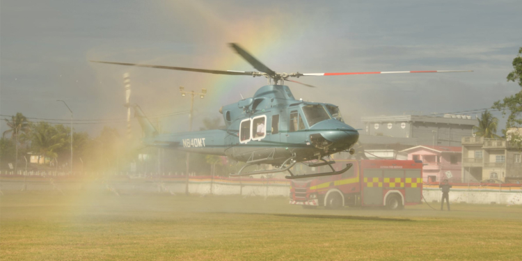 De Guyana Defence Force ontving op 13 maart 2021 een Amerikaanse Bell 412EPI-helikopter om haar luchtverdediging te verbeteren. (Foto: Guyana Defence Force)