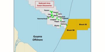 Blocks 1  APA-corporation, een affiliate van Apache Corporation, heeft  er begin van de week melding van gemaakt dat zij water heeft aangetroffen tijdens het boren van de reservaten bij de Rasper Well in het noord-westen van Block 53 in Suriname.