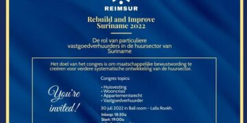invitation Stichting Rebuild and Improve Suriname organiseert een vastgoed verhuur congres voor vastgoedverhuurders. Daarbij komt de rol van deze groep aan de orde. "Het doel van dit congres is om maatschappelijke bewustwording te creëren voor verdere systematische ontwikkeling van de huursector", zegt Rosito Pansa, de voorzitter van Stichting Rebuild and Improve Suriname.