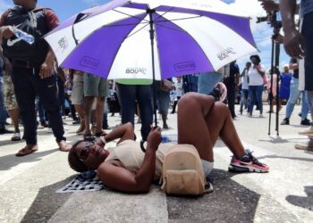 protest 130141 "We kunnen het niet nalaten als jonge mensen opkomen voor ons land, om niet te ondersteunen", zegt Desire Bouterse, voorzitter van de Nationale Democratische Partij (NDP), zaterdagavond tijdens de kadermeeting.