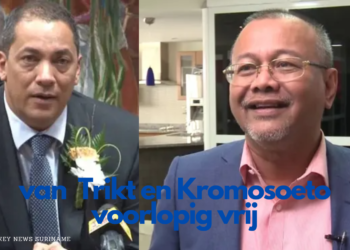 van Trikt en Kromosoeto voorlopig vrij Robert van Trikt, ex-governor van de Centrale Bank van Suriname (CBvS) en Ginmardo Kromosoeto, oud SPSB bankdirecteur, zijn voorlopig in vrijheid gesteld.