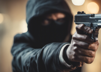 182612 Criminal Aiming Gun at Camera Threatening xl 1024 v1 0 1 R.A. wordt ervan verdacht eerder op die avond schoten te hebben gelost met een vuurwapen, waarbij de voor- en achterruit van het voertuig van de bezoeker M.P. zijn vernield. Een voorbijganger schakelde de politie in die bij aankomst heeft geconstateerd dat de benadeelde M.P. het adres van zijn ex-partner te Suri Village had aangedaan om zijn dochter te bezoeken.