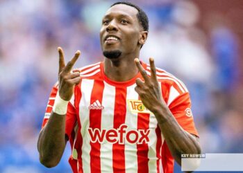Sheraldo Becker celebrates scoring for Union Berlin 1 Het Union Berlin van Surinaams international, Sheraldo Becker, heeft zich geplaatst voor de Champions League.