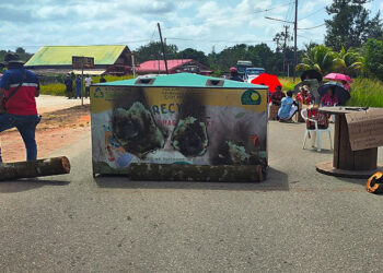 powakka baricade 1 "We gaan vanavond hier slapen". " Het is genoeg geweest". "Niemand gaat erdoor", zijn enkele van de uitspraken opgevangen van de dorpsbewoners te Powakka. Ze zaten er sinds half 5 in de ochtend op de weg met boomstronken en een grote ijzeren recyclebak op de weg. Enkelen zitten zelfs met stoelen en hun auto's over de weg verspreid.