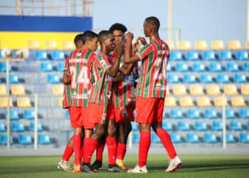 WILLEMSTAD, CURAÇAO. JULY 28th: Robinhood Team Celebrate his a Goal during the  Round of 16 match between SV Robinhood and A.S Etoile de Matoury  in the CFU Club Shield, held at the Ergilio Hato stadium, in Willemstad, Curaçao.

(PHOTO BY QUINCY LOPEZ/STRAFFONIMAGES/MANDATORY CREDIT/EDITORIAL USE/NOT FOR SALE/NOT ARCHIVE)