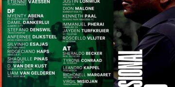 465002390 17881525287156466 6103316911629146916 n Verder zullen de voetballiefhebbers geduldig de komst van Danilho Doekhi en Javairô Dilrosun moeten afwachten. Het duo wordt geruime lange tijd met het nationaal team in verband gebracht. Er is echter steeds benadrukt dat het proces van het tweetal lopende is. Blijkbaar is er nog geen groenlicht vanuit de Wereld Voetbalbond (FIFA) gegeven en moet Menzo het voorlopig zonder hen doen.