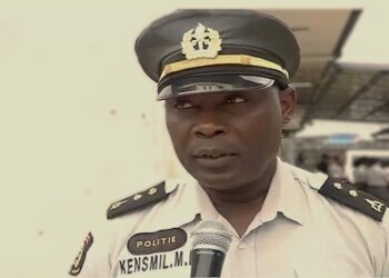 Woordvoerder Milton Kensmil van het Korps Politie Suriname