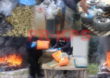 Screenshot 2024 12 21 193106 Onder leiding van het Openbaar Ministerie en officier van justitie Mr. Rathipal heeft de Narcoticabrigade op zaterdag een omvangrijke partij drugs vernietigd in Kraka, district Para.