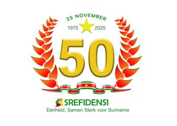 50 jaar srevidentie De presidentiële werkgroep 50 jaar Srefidensi heeft het logo gepresenteerd ter gelegenheid van de aanstaande viering van de 50 jaar Staatkundige Onafhankelijkheid van Suriname.