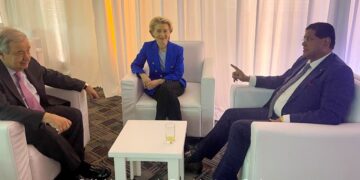President Santokhi bespreekt mondiale uitdagingen met VN en EU-leiding