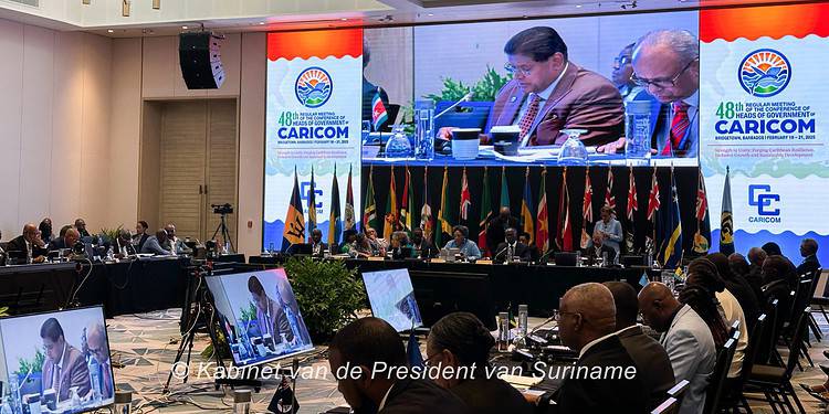 President Santokhi pleit voor nauwere samenwerking tussen Caricom en EU