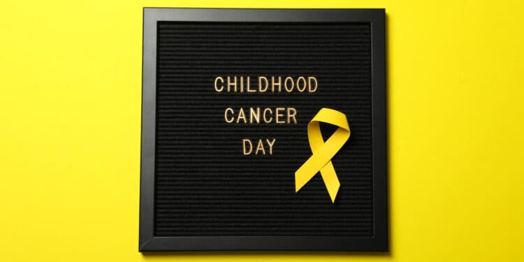Black board with the inscription Childhood Cancer Day