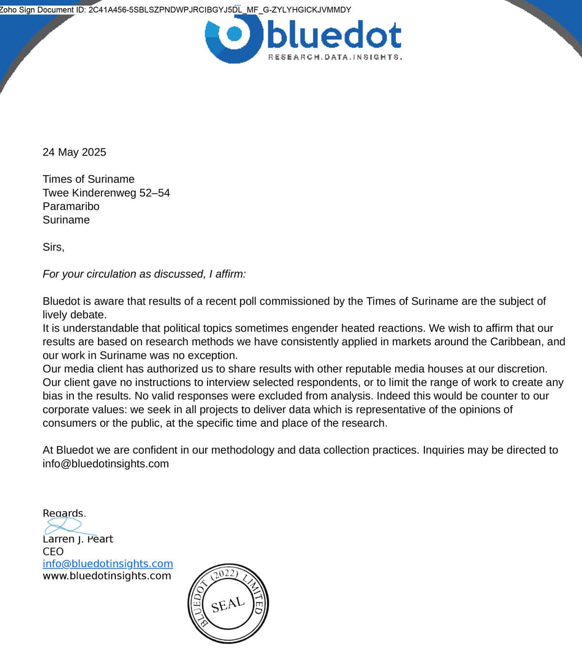 Onduidelijkheid over opdrachtgever verkiezingspeiling gepubliceerd door Times of Suriname