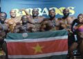 Het is Eddy Wilson (midden) gelukt om de Roger Boyce IFBB World cup voor de vierde keer te winnen. Beeld: SBWB