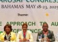 Van links naar rechts the Executive Council van CAROSAI, bestaande uit: Voorzitters van de rekenkamers van St. Lucia (Vice-Voorzitter CAROSAI 2025-2028), Bahamas (Voorzitter CAROSAI 2025-2028), Jamaica (Secretary General CAROSAI 2025-2028), St. Maarten en Belize (en uiterst rechts), Suriname (CAROSAI’s vertegenwoordiger in the Governing Board van INTOSAI).