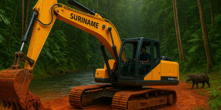 graafmachine in het bos