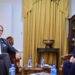 NEDAMBASS1 President Jennifer Simons heeft op dinsdag 5 augustus 2025 de Nederlandse ambassadeur in Suriname, Walter Oostelbos, ontvangen voor een kennismakingsbezoek op het Presidentieel Paleis.