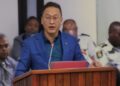 Stephen Tsang minister van Openbare Werken en Ruimtelijke Ordening (OWRO) tijdens de begrotingsbehandeling in DNA. beeld:DNA tv