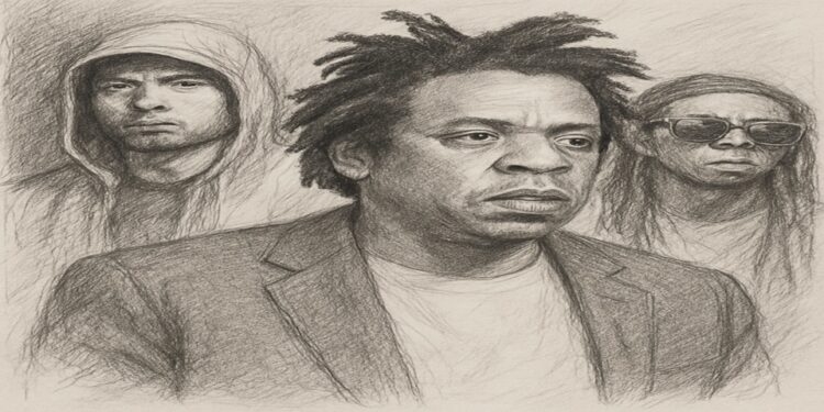 Is er echt niemand die Jay-Z op een Verzuz-podium aankan? 1 jay z eminem wayne 1 Toen Jay-Z ooit zei: “No one can stand on that stage with me. It’s not a chance in hell,” bracht hij een hele generatie hiphopfans in tweestrijd. De ene helft noemde het arrogantie. De andere helft noemde het de waarheid. Want wie de geschiedenis van hiphop kent, weet: Jay-Z praat niet zomaar. Hij is de geschiedenis.