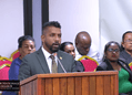 Minister van Justitie en Politie, Harish Monorath in de Nationale Assemblee