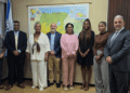 AdeKUS en Europese Commissie verkennen samenwerking voor duurzame ontwikkeling 5 Van links naar rechts: Latoya Williams, Programme Manager Suriname; Nishma Bharos, hoofd International Relations Office (IRO); Prakaash Rostam, Trade Expert; Virginia Asin-Oostburg, voorzitter van het Bestuur van de Universiteit; Joan Nadal Sastre, Head of Cooperation; Maya Manohar, secretaris van het Bestuur van de Universiteit; Nikeshia Castello, Global Gateway Facilitator; Madesta Lede, docent IGSR; en Yacine Khaled Khelladi, Digital Expert.