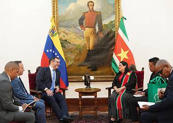 2026.04.15 BIS 03 Amb Elias overhandigt kopie geloofsbrieven Venezuela Ambassadeur García-Elias overhandigde haar geloofsbrieven aan Venezuela en benadrukte het belang van versterkte samenwerking op diplomatiek, economisch en cultureel gebied ....