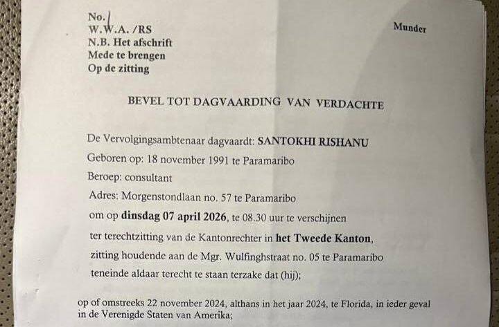 672674625 122099973104736627 3932697184723561269 n e1776359409337 Rishano Santokhi deelt dagvaardingsstukken en uit scherpe kritiek op het Openbaar Ministerie, dat hem vervolgt voor uitlatingen in een interview over justitie ....