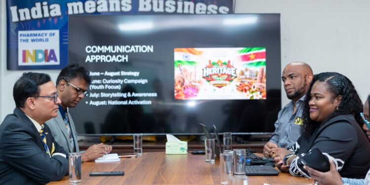 Overleg presidentiele werkgroep en Indiase ambassade inzake Heritage Month 2 1536x1021 1 India wordt strategische partner van Heritage Month 2026, met samenwerking op cultureel erfgoed en diaspora ter versterking van Surinames nationale identiteit en sociale cohesie ....