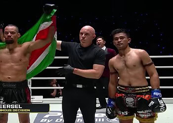 Eersel verslaat Rungrawee en herovert ONE wereldtitel lichtgewicht kickboxen.Beeld: One championship