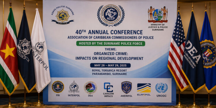 ChatGPT Image May 13 2026 03 22 23 PM FBI, Interpol en DEA werken samen in Suriname tijdens de 40ste ACCP-conferentie tegen georganiseerde misdaad. Lees verder voor alle details over deze belangrijke bijeenkomst ....