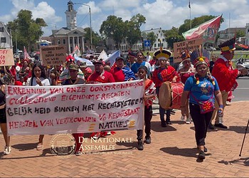 petitie inheems kollectief suriname Het Inheems Kollectief Suriname overhandigde een petitie aan De Nationale Assemblée voor erkenning van grondrechten en een onafhankelijk onderzoek naar Pikin Saron ....