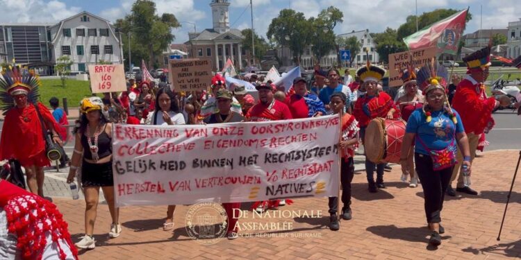 petitie inheems kollectief suriname Het Inheems Kollectief Suriname overhandigde een petitie aan De Nationale Assemblée voor erkenning van grondrechten en een onafhankelijk onderzoek naar Pikin Saron ....