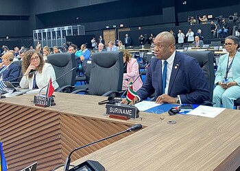 2026.06.24 BIS 04 56e OAS Panama At the OAS Summit, Suriname emphasized the importance of climate justice, regional security, and multilateral cooperation to strengthen democratic resilience and sustainable development in the Americas.