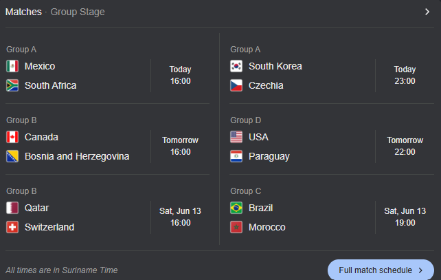 Screenshot 2026 06 11 110103 Het WK 2026 begint vandaag met spectaculaire openingsceremonies in Mexico, Canada en de VS, met artiesten als Shakira en Katy Perry. Lees verder voor alle details en tijden van de