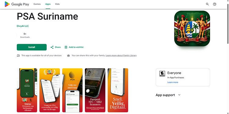 Screenshot 2026 10 02 163220 Los surinameses en el extranjero ahora pueden solicitar y renovar fácilmente su documento PSA a través de la nueva aplicación gratuita para Android «PSA Suriname», con transferencia automática de datos y pago digital.