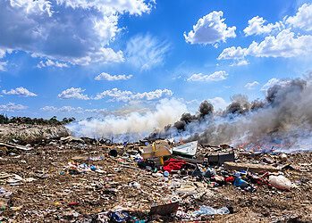 Smoke Over a Sunlit Landfill El incendio en el vertedero de Ornamibo está en gran medida bajo control, pero las labores de extinción continuarán varios días debido a su magnitud y a la formación de humo. Siguen siendo necesarias medidas estructurales para evitar que se repita.